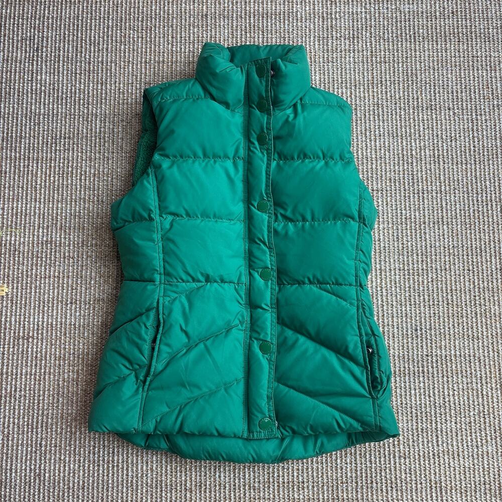 🌿 J.Crew Down Puffer Vest | Size XS | Emerald Green | Sherpa Lined